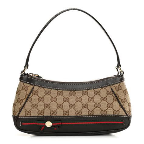 GUCCI Monogram Small Mayfair Shoulder Bag Dark Brown 